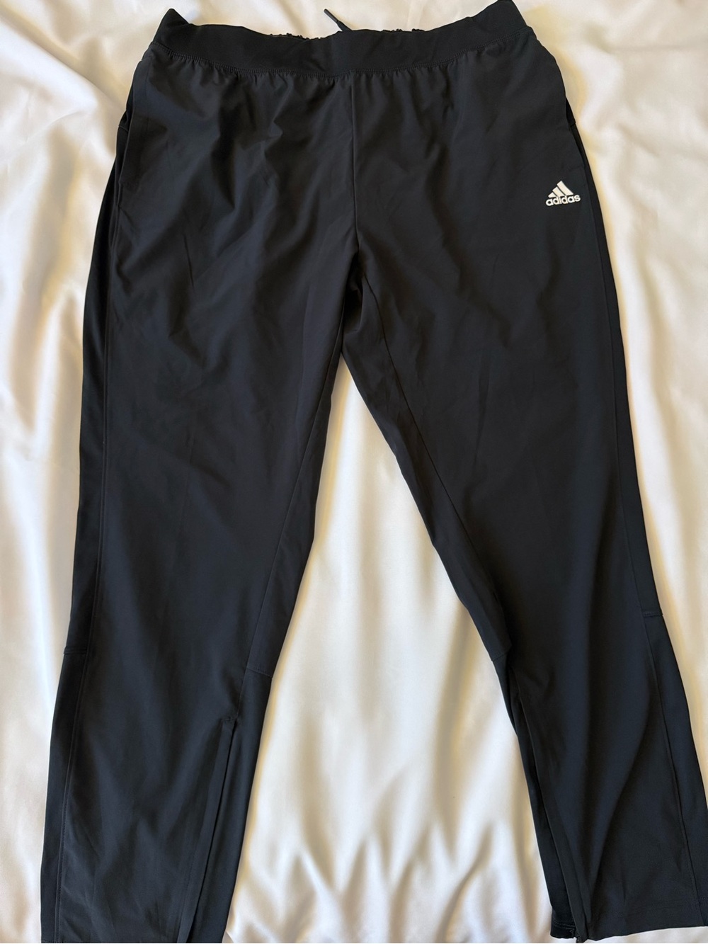 adidas Men's Track Pants M Black Polyester Drawstring Elastic Waist Pockets xl